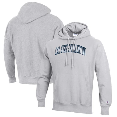 Men's Champion Heathered Gray Cal State Fullerton Titans Reverse Weave Fleece Pullover Hoodie