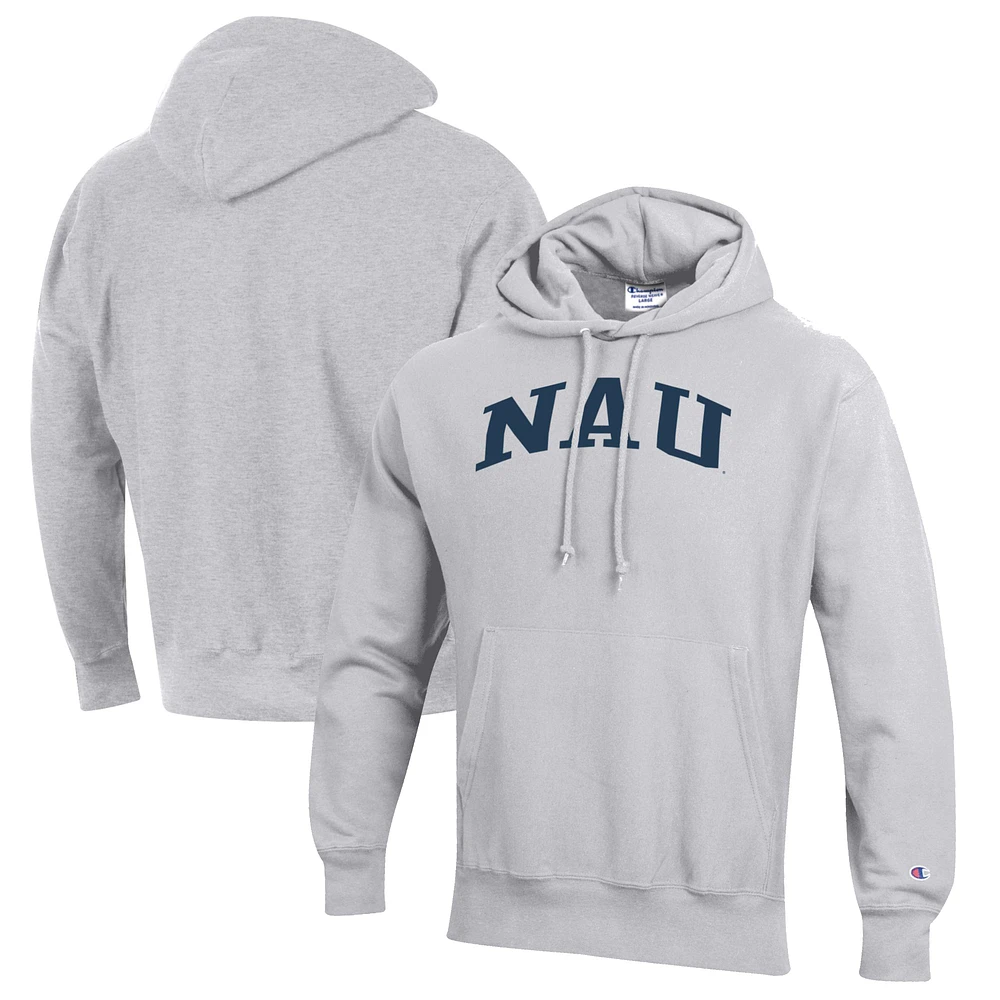 Men's Champion Heathered Gray Northern Arizona Lumberjacks Reverse Weave Fleece Pullover Hoodie