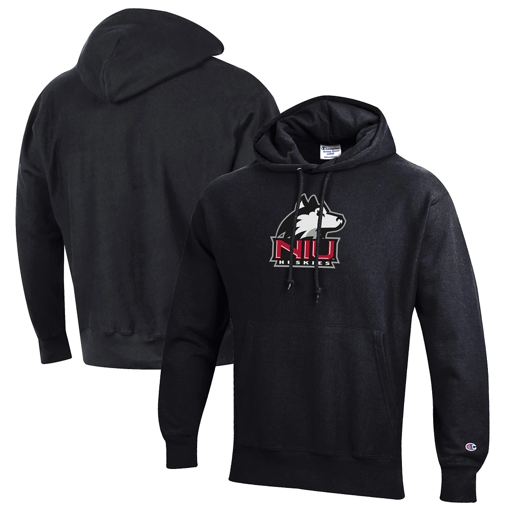 Men's Champion Black Northern Illinois Huskies Reverse Weave Fleece Pullover Hoodie