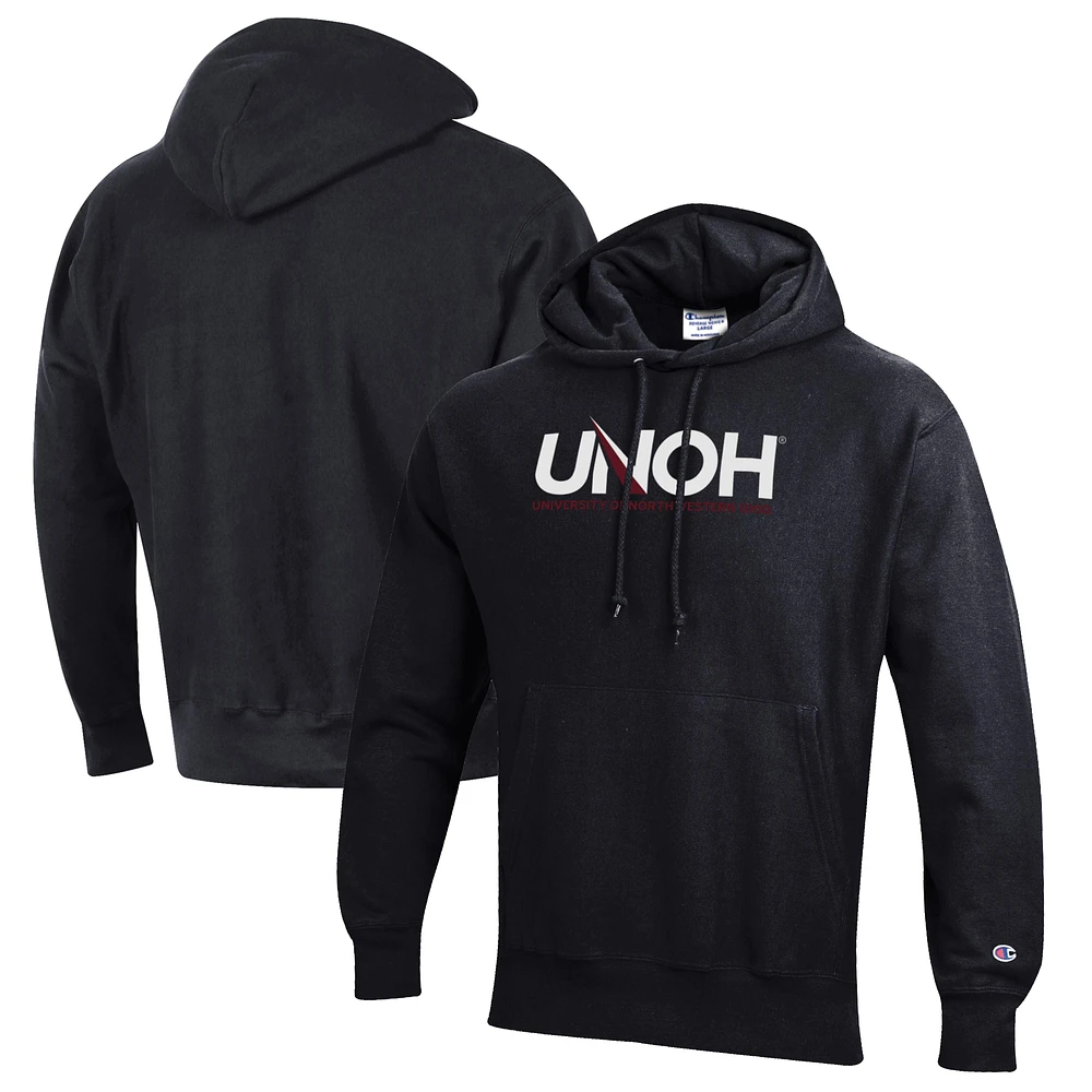 Men's Champion Black Northwestern Ohio Racers Reverse Weave Fleece Pullover Hoodie