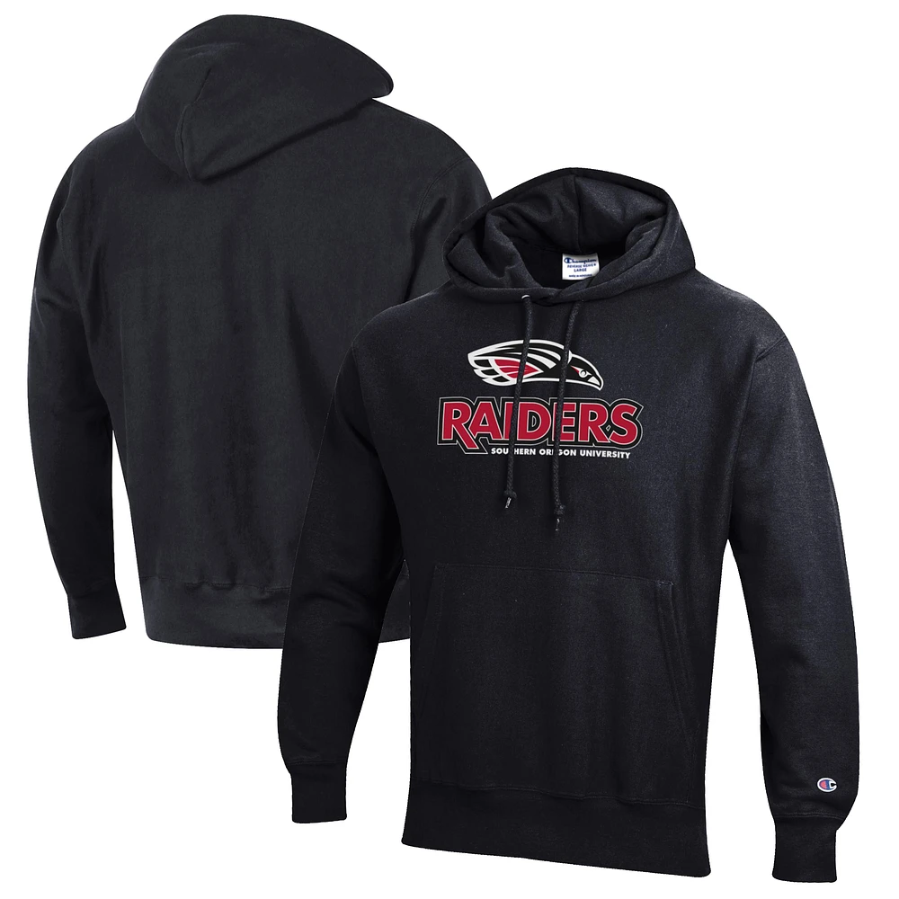 Men's Champion Black Southern Oregon Raiders Reverse Weave Fleece Pullover Hoodie
