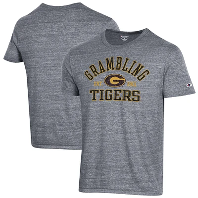 Men's Champion Heathered Gray Grambling Tigers Ultimate Tri-Blend T-Shirt