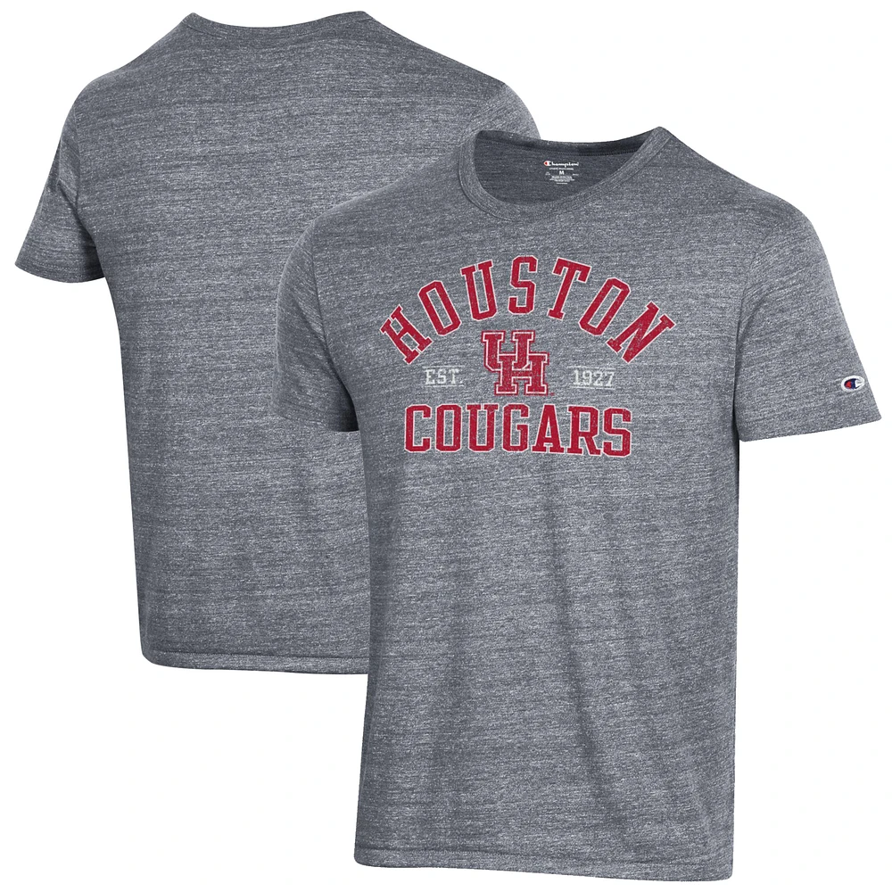 Men's Champion Heathered Gray Houston Cougars Ultimate Tri-Blend T-Shirt