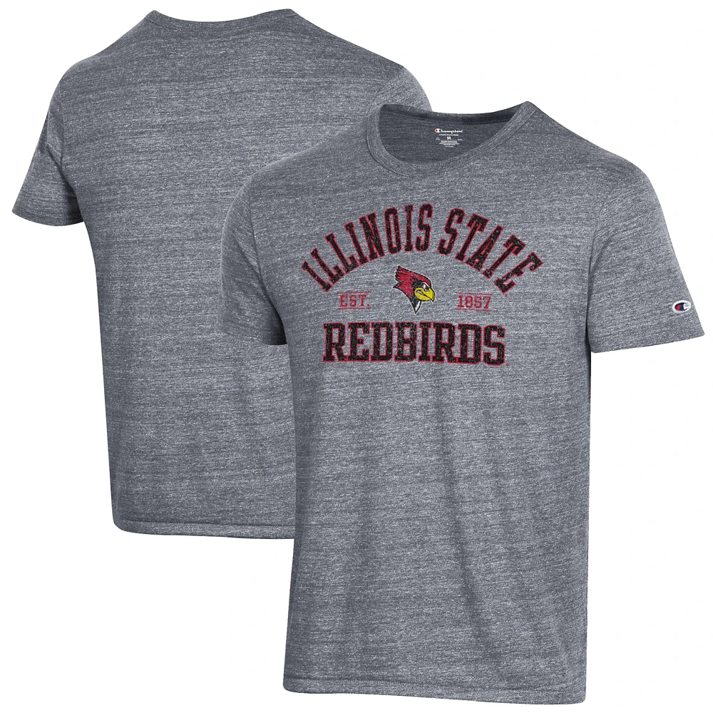 Men's Champion Heathered Gray Illinois State Redbirds Ultimate Tri-Blend T-Shirt