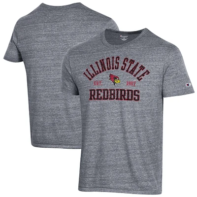 Men's Champion Heathered Gray Illinois State Redbirds Ultimate Tri-Blend T-Shirt