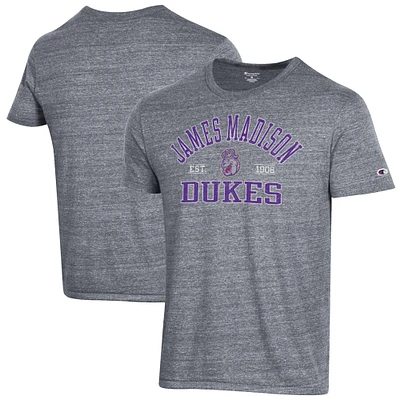 Men's Champion Heathered Gray James Madison Dukes Ultimate Tri-Blend T-Shirt