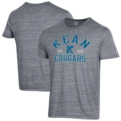 Men's Champion Heathered Gray Kean University Cougars Ultimate Tri-Blend T-Shirt