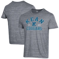 Men's Champion Heathered Gray Kean University Cougars Ultimate Tri-Blend T-Shirt