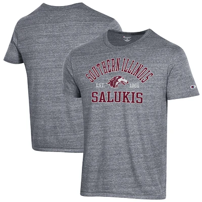 Men's Champion Heathered Gray Southern Illinois Salukis Ultimate Tri-Blend T-Shirt