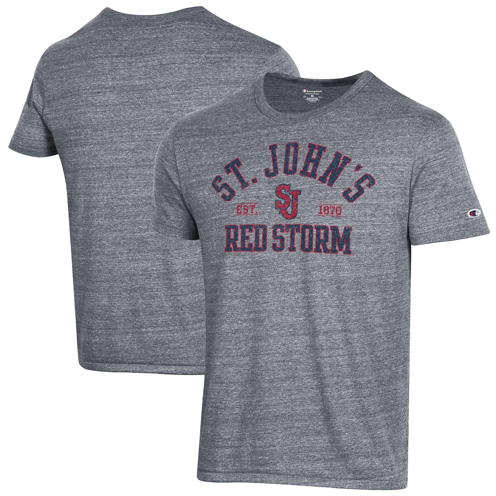 Men's Champion Heathered Gray St. Johns Red Storm Ultimate Tri-Blend T-Shirt
