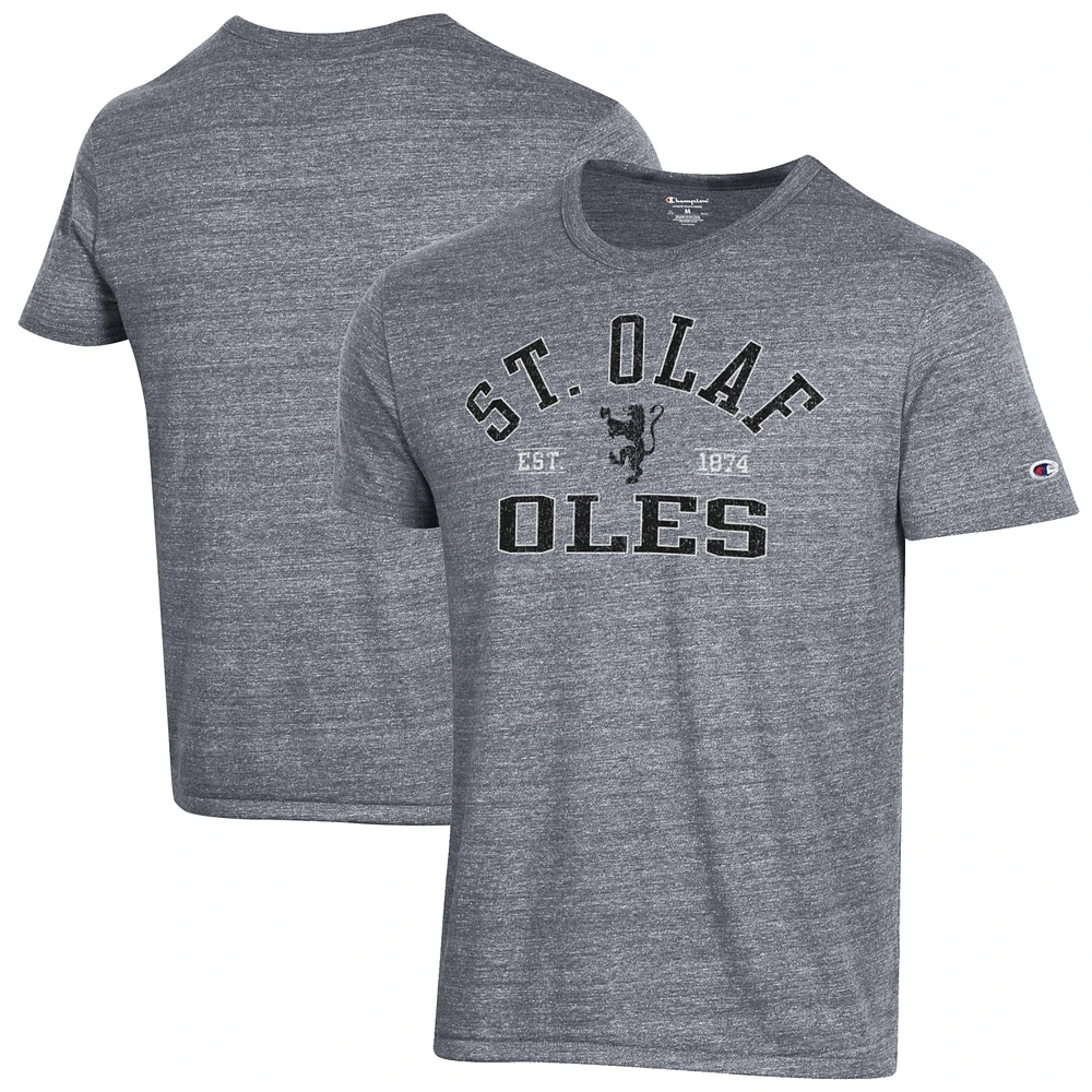 Men's Champion Heathered Gray St. Olaf Oles Ultimate Tri-Blend T-Shirt