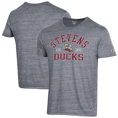 Men's Champion Heathered Gray Stevens Institute of Technology Ducks Ultimate Tri-Blend T-Shirt