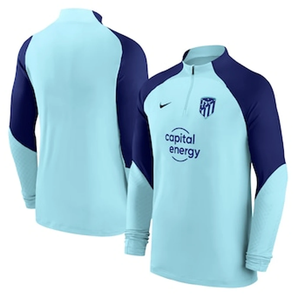 Men's Nike Light Blue Atletico de Madrid 2022/23 Strike Drill Performance Raglan Quarter-Zip Long Sleeve Top