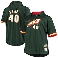 Men's Mitchell & Ness Shawn Kemp Green/Red Seattle SuperSonics Hardwood Classics Big Tall Name Number Short Sleeve Hoodie