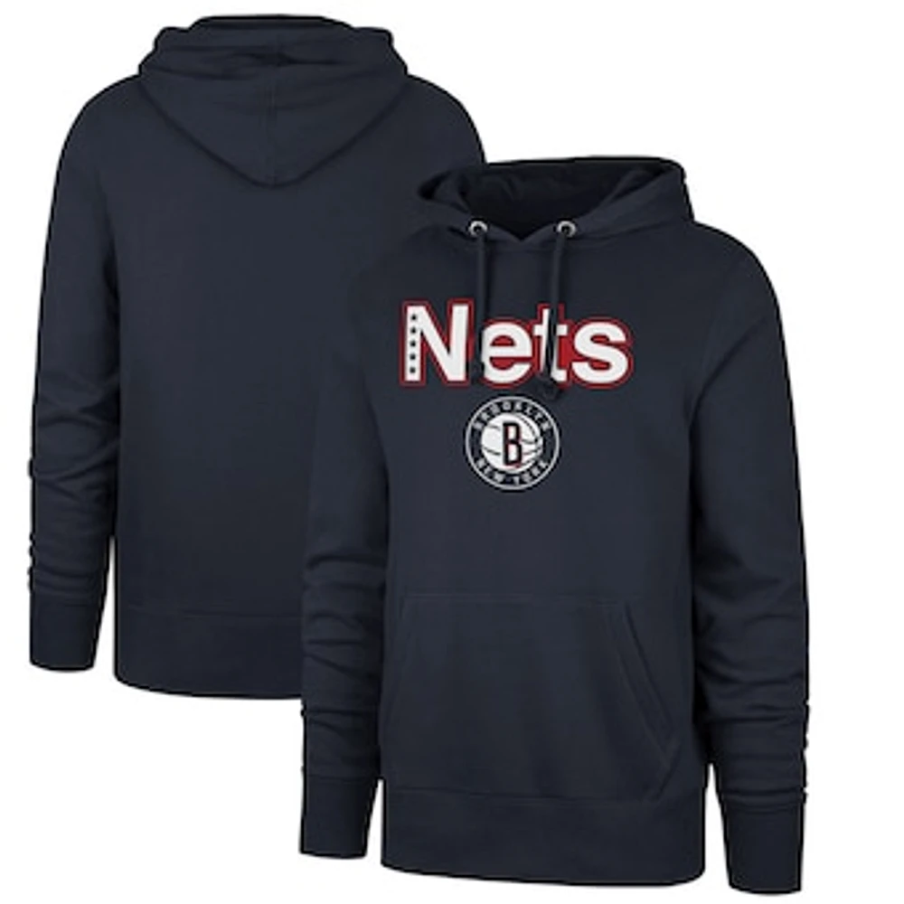 Men's '47 Navy Brooklyn Nets 2021/22 City Edition Pregame Headline Pullover Hoodie