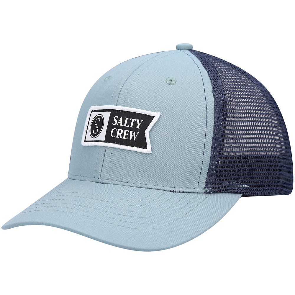 Youth Salty Crew Gray/Navy Pinnacle Retro Trucker Snapback Hat