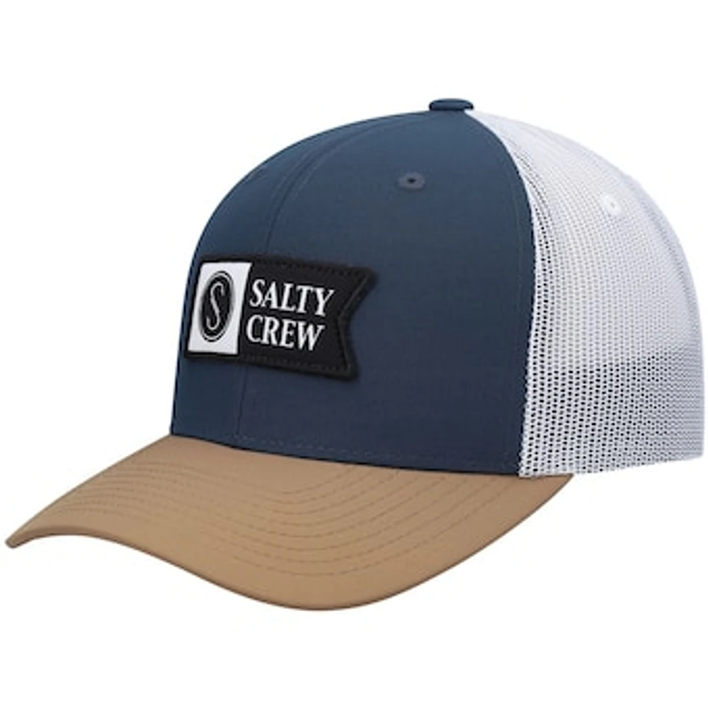 Men's Salty Crew Navy/Tan Pinnacle 2 Retro Trucker Snapback Hat