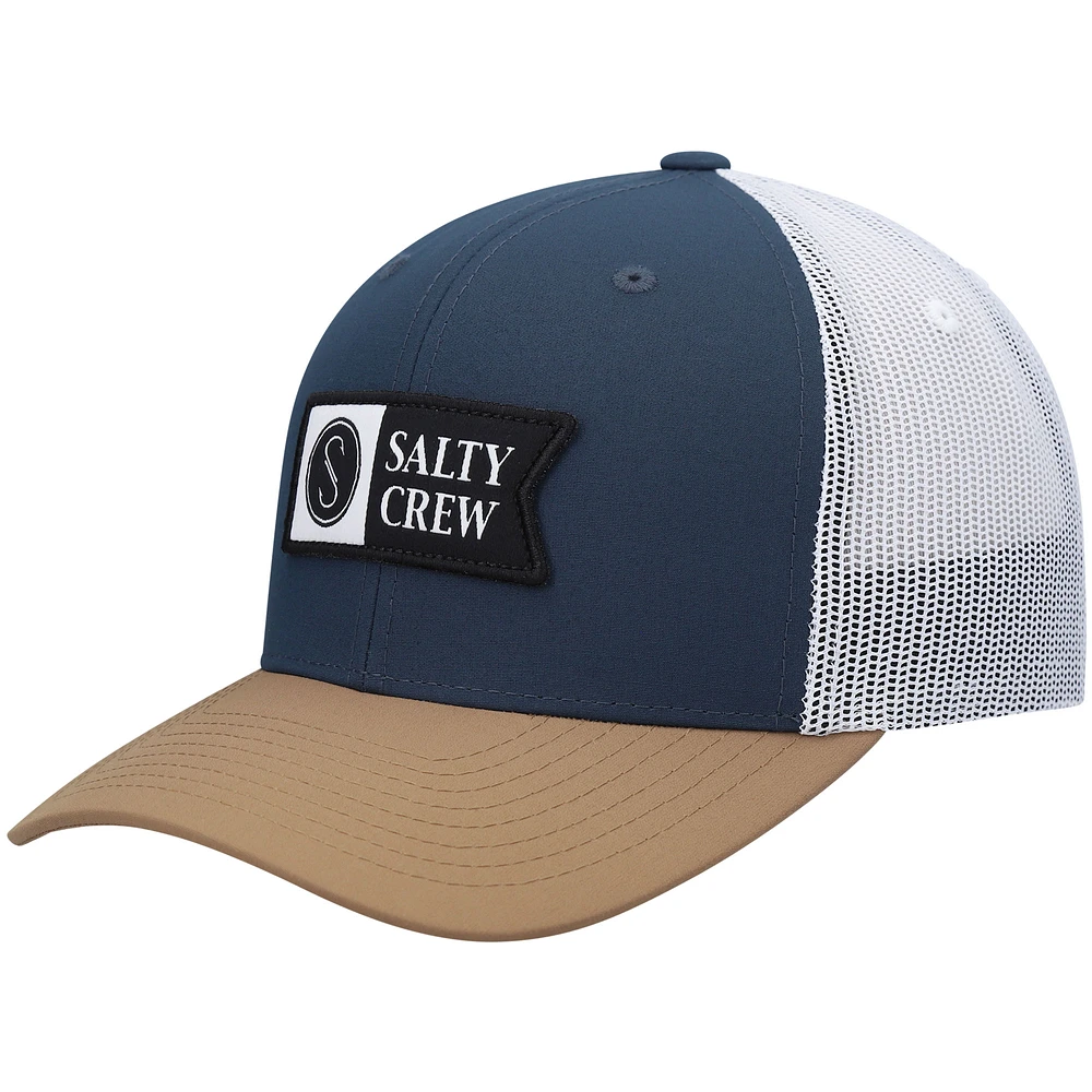 Men's Salty Crew Navy/Tan Pinnacle 2 Retro Trucker Snapback Hat