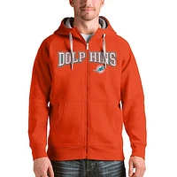 Men's Antigua Orange Miami Dolphins Wordmark Victory Full-Zip Hoodie