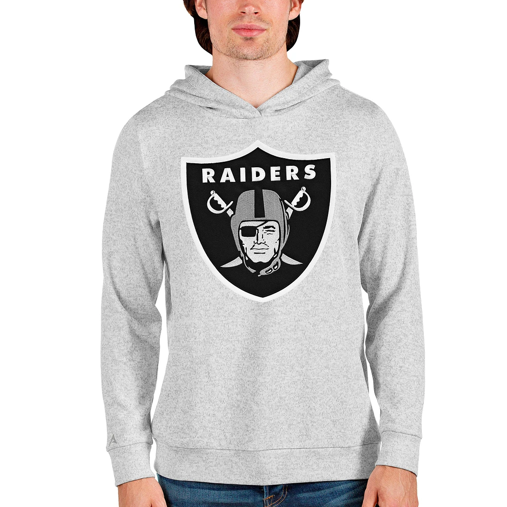 Men's Antigua Heathered Gray Las Vegas Raiders Team Absolute Pullover Hoodie