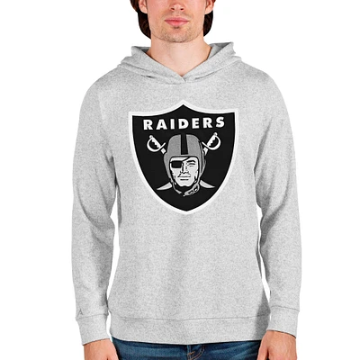 Men's Antigua Heathered Gray Las Vegas Raiders Team Absolute Pullover Hoodie