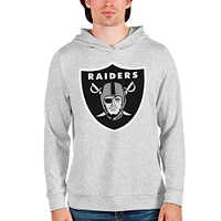 Men's Antigua Heathered Gray Las Vegas Raiders Team Absolute Pullover Hoodie