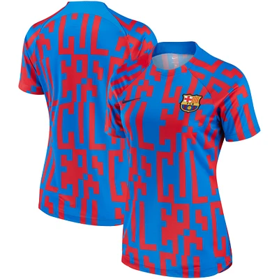 Women's Nike Blue Barcelona 2022/23 Pre-Match Home Performance Top