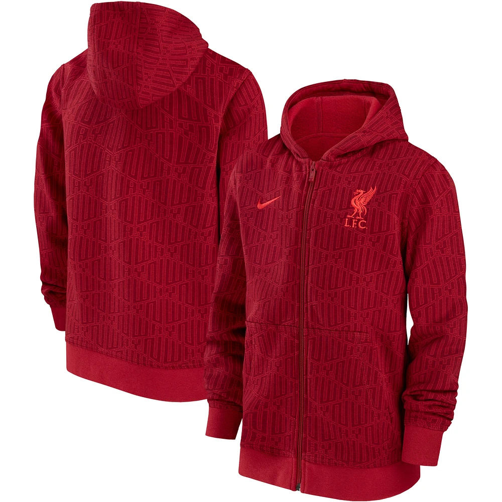 Youth Nike Burgundy Liverpool Club Full-Zip Hoodie