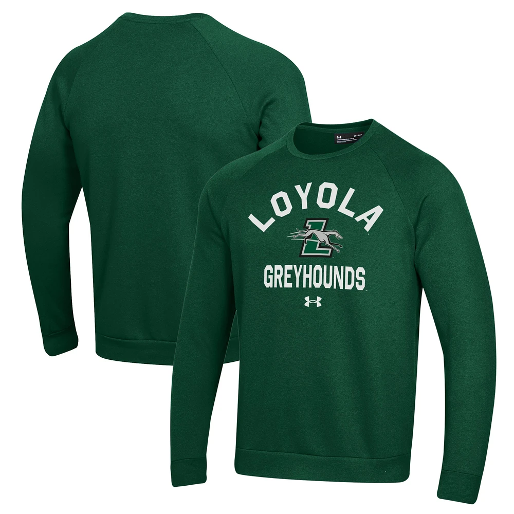 Men's Under Armour Green Loyola Greyhounds All Day Fleece Pullover Sweatshirt