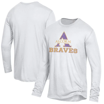 Men's Alternative Apparel White Alcorn State Braves Keeper Long Sleeve T-Shirt