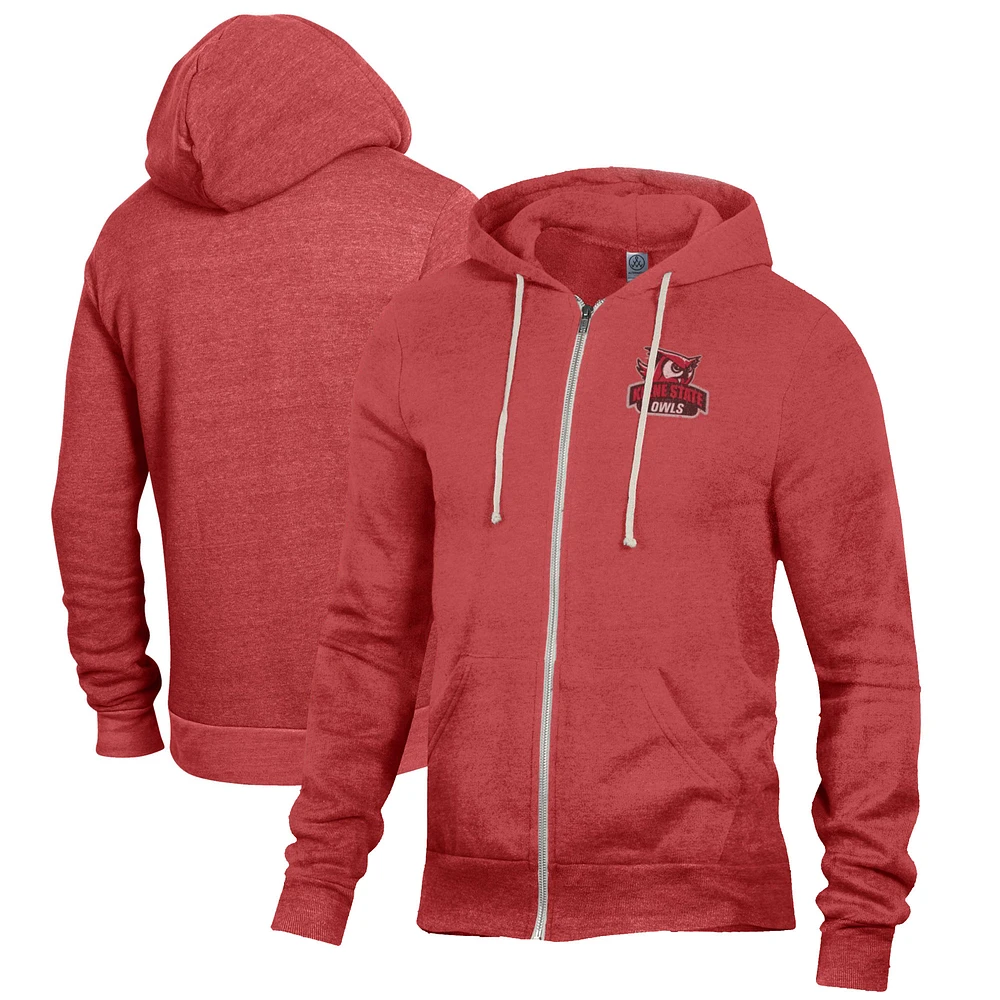 Men's Alternative Apparel Heathered Red Keene State Owls Rocky Full-Zip Hoodie