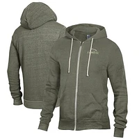 Men's Alternative Apparel Heathered Green Le Moyne Dolphins Rocky Full-Zip Hoodie