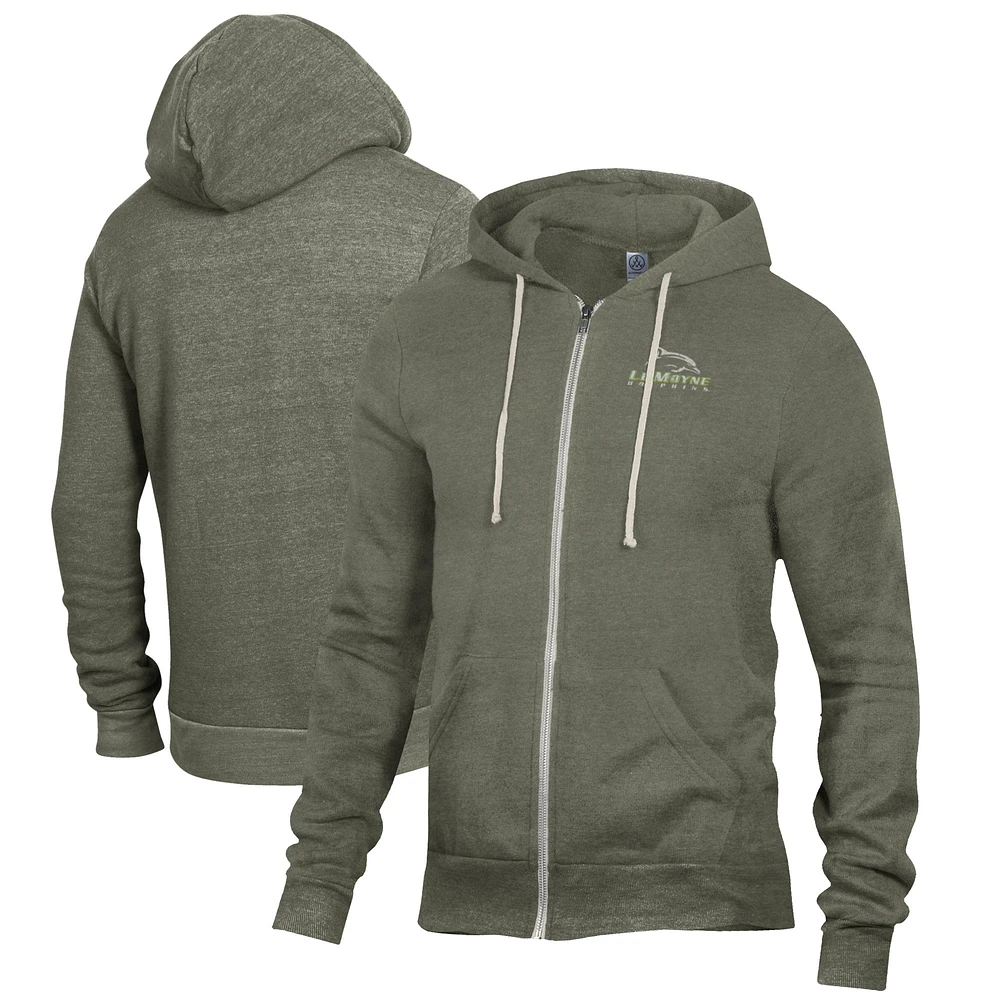 Men's Alternative Apparel Heathered Green Le Moyne Dolphins Rocky Full-Zip Hoodie