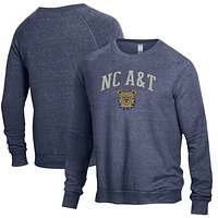 Men's Alternative Apparel Heathered Navy North Carolina A&T Aggies The Champ Raglan Pullover Sweatshirt