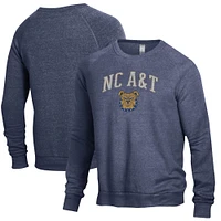 Men's Alternative Apparel Heathered Navy North Carolina A&T Aggies The Champ Raglan Pullover Sweatshirt