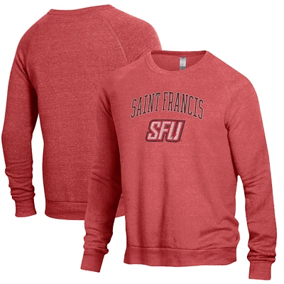 Men's Alternative Apparel Heathered Red Saint Francis Flash The Champ Raglan Pullover Sweatshirt
