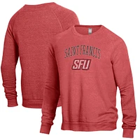 Men's Alternative Apparel Heathered Red Saint Francis Flash The Champ Raglan Pullover Sweatshirt