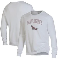 Men's Alternative Apparel Heathered White Saint Joseph's Hawks The Champ Raglan Pullover Sweatshirt