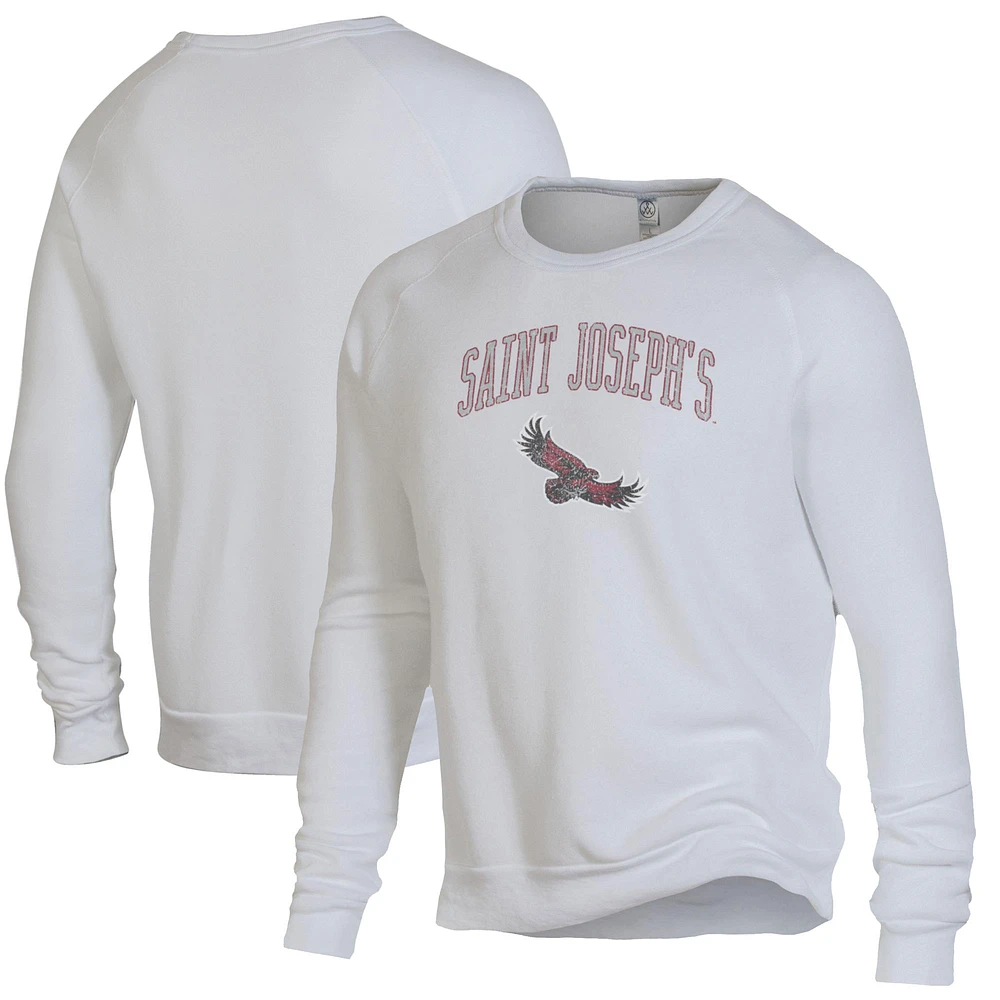 Men's Alternative Apparel Heathered White Saint Joseph's Hawks The Champ Raglan Pullover Sweatshirt