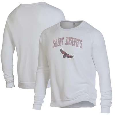 Men's Alternative Apparel Heathered White Saint Joseph's Hawks The Champ Raglan Pullover Sweatshirt