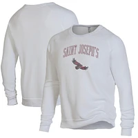 Men's Alternative Apparel Heathered White Saint Joseph's Hawks The Champ Raglan Pullover Sweatshirt