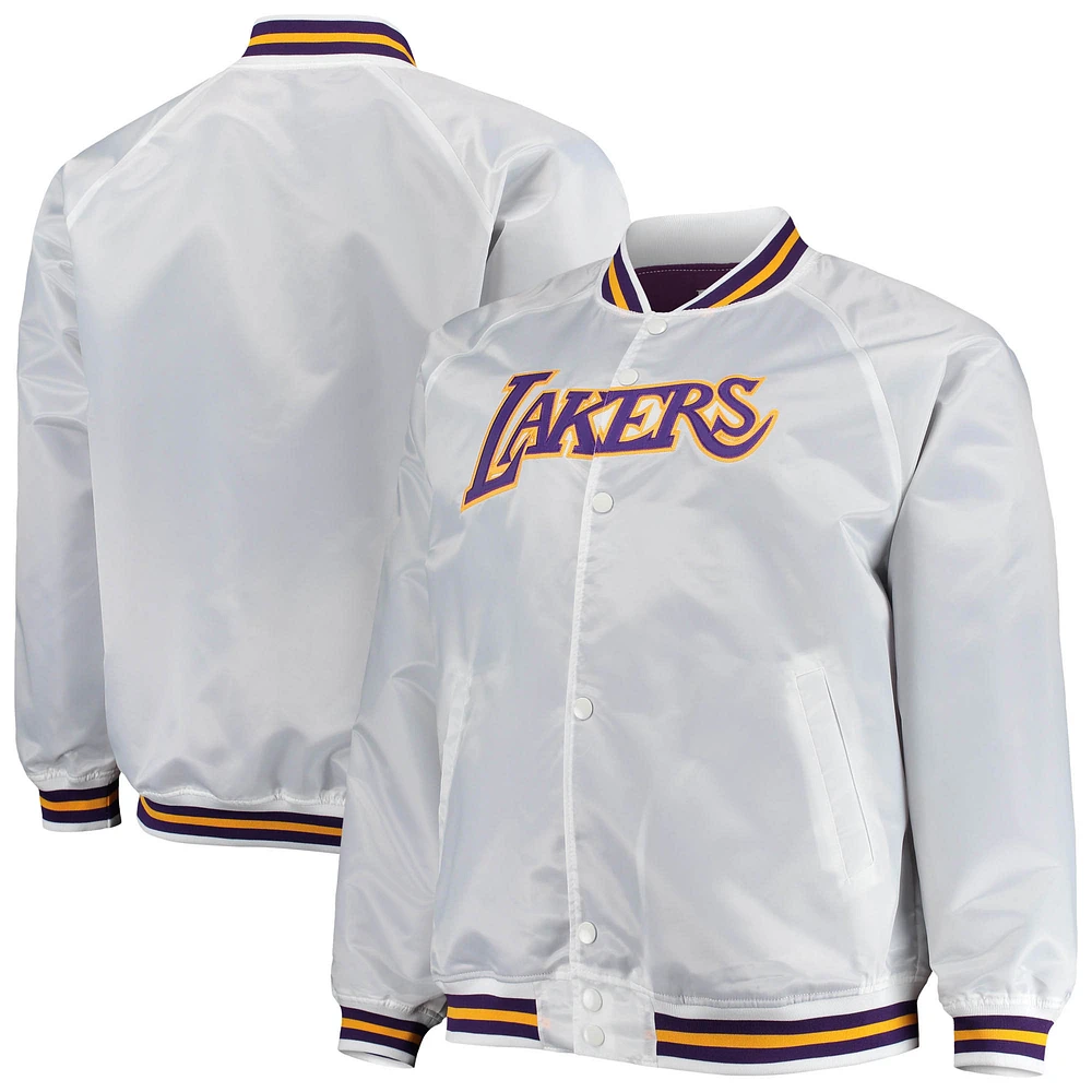 Men's Mitchell & Ness Los Angeles Lakers Big Tall Hardwood Classics Raglan Satin Full-Snap Jacket