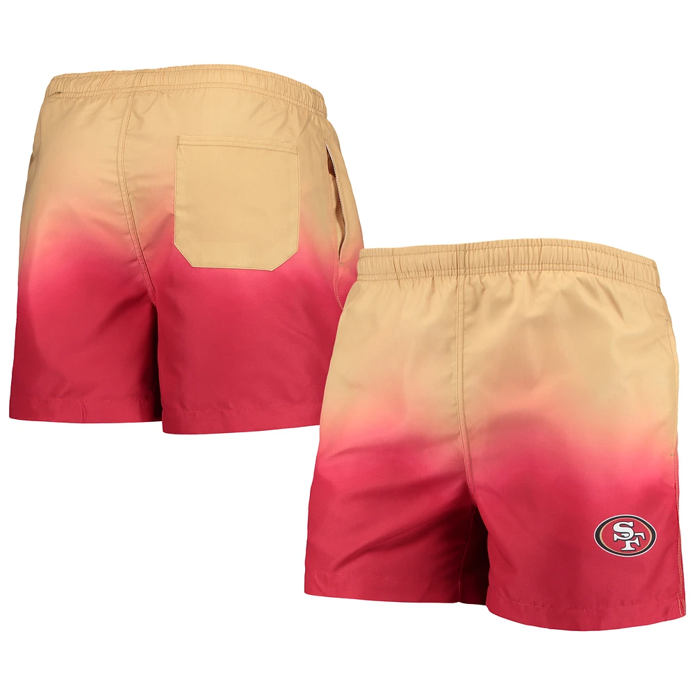 Men's FOCO Red/ San Francisco 49ers Dip-Dye Swim Shorts