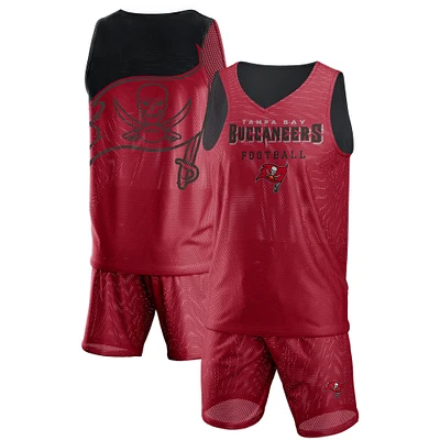 Men's FOCO Red Tampa Bay Buccaneers Colorblock Mesh V-Neck & Shorts Set