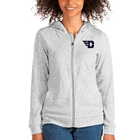 Women's Antigua Heathered Gray Dayton Flyers Absolute Full-Zip Hoodie