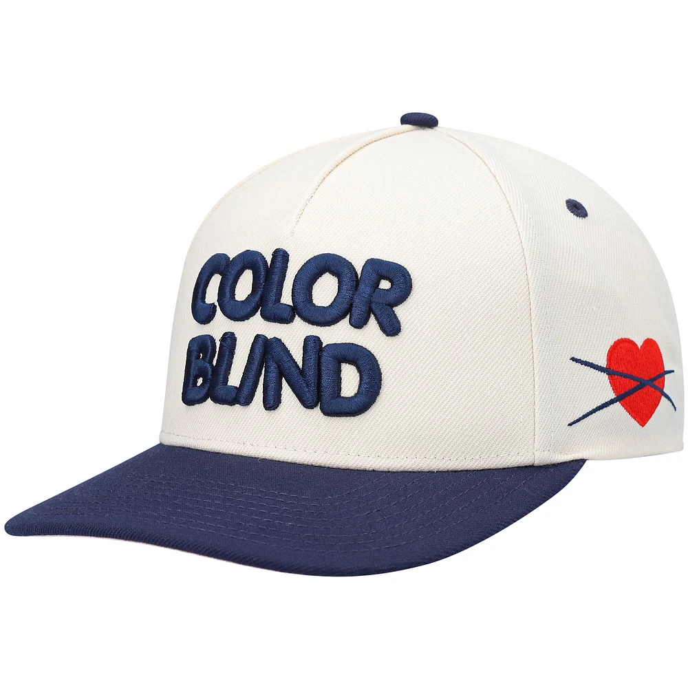 Men's Color Blind Cream/Navy Love Yourself Adjustable Snapback Hat