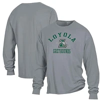Men's ComfortWash Gray Loyola Greyhounds Garment Dyed Long Sleeve T-Shirt