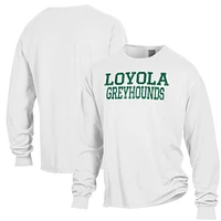 Men's ComfortWash White Loyola Greyhounds Garment Dyed Long Sleeve T-Shirt