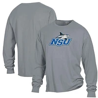 Men's ComfortWash Gray Nova Southeastern Sharks Garment Dyed Long Sleeve T-Shirt