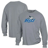 Men's ComfortWash Gray Nova Southeastern Sharks Garment Dyed Long Sleeve T-Shirt